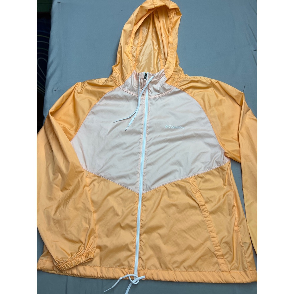 Columbia Flash Forward Windbreaker Jacket Orange Peach Full Zip Hooded XL8148 L